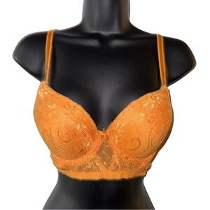 Fairy‎ Y2K Bustier Orange Lace Mesh Floral Polkadot Bra